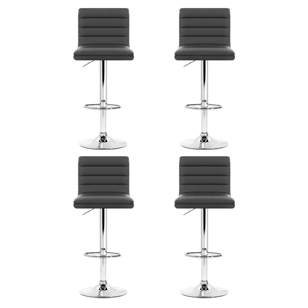 BA-K-710N-GYX4-202503041128-02 Artiss Set of 4 PU Leather Lined Pattern Bar Stools- Grey and Chrome - Image 3