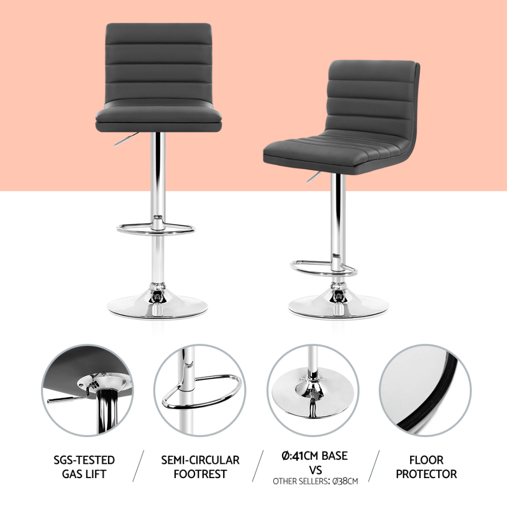 BA-K-710N-GYX4-202503041128-04 Artiss Set of 4 PU Leather Lined Pattern Bar Stools- Grey and Chrome - Image 5