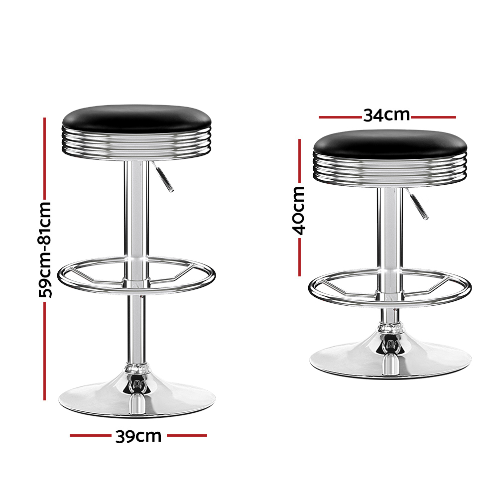 BA-TW-T7009-BLACK-X2-202502281020-01 Artiss Set of 2 Backless PU Leather Bar Stools - Black and Chrome - Image 2