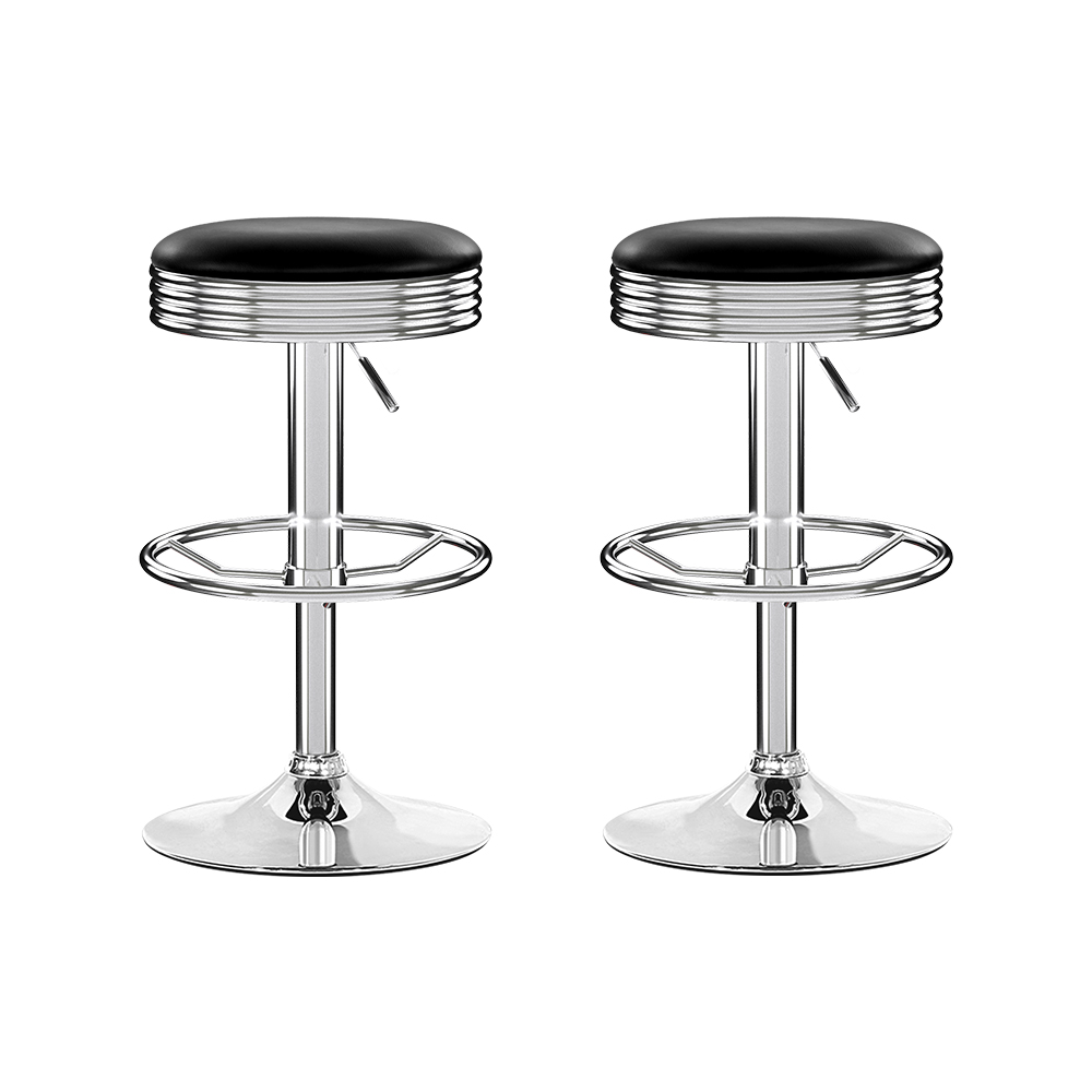 BA-TW-T7009-BLACK-X2-202502281020-07 Artiss Set of 2 Backless PU Leather Bar Stools - Black and Chrome - Image 7