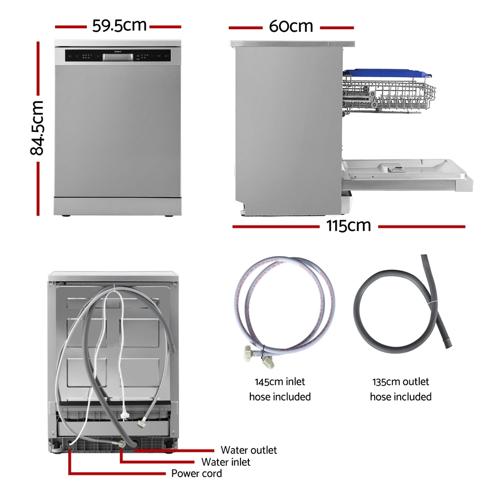 BDW-14-FS5201G-SS-202269-01 Devanti 60cm 14 Place Settings Freestanding Dishwasher Silver - Image 2