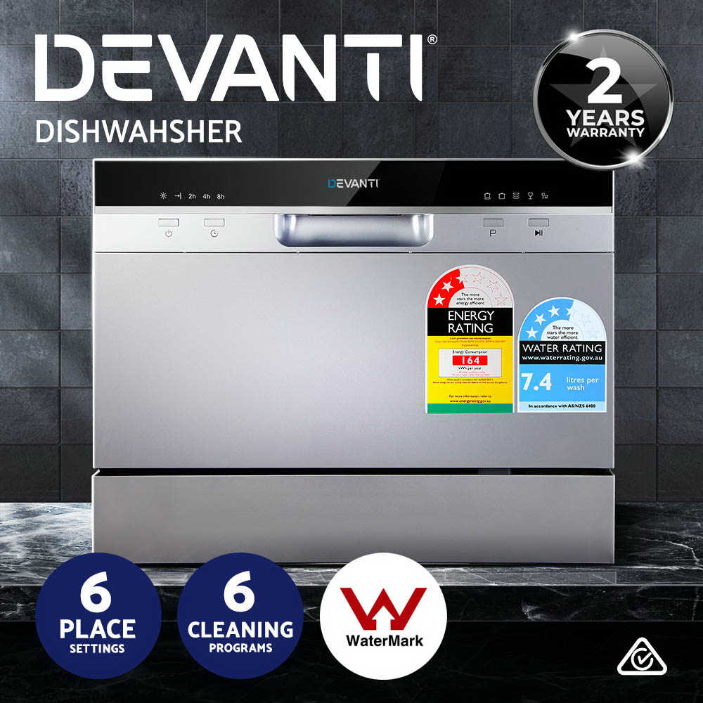 BDW-6-02A-SI-3899-05 Devanti 6 Place Settings Benchtop Dishwasher Sliver - Image 6