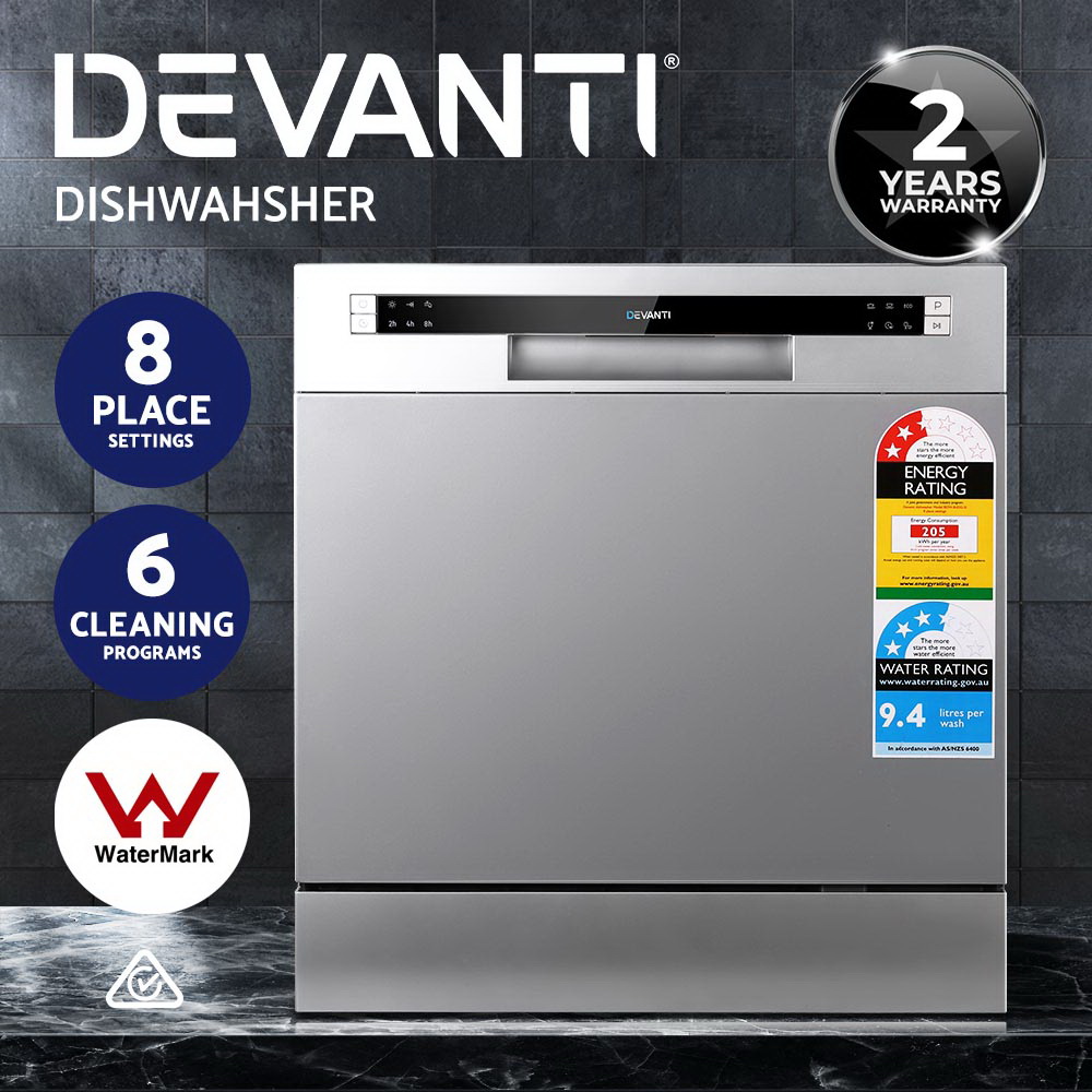 BDW-8-02G-SI-14579-03 Devanti 8 Place Settings Benchtop Dishwasher Sliver - Image 4