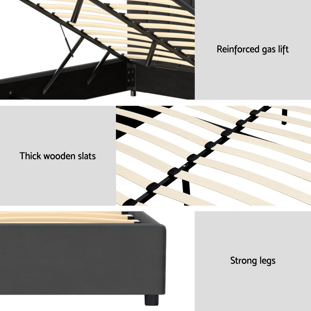BFRAME-H-FION-Q-GY-ABC-223143-05 Artiss Bed Frame Queen Size Velvet Grey FION - Image 6
