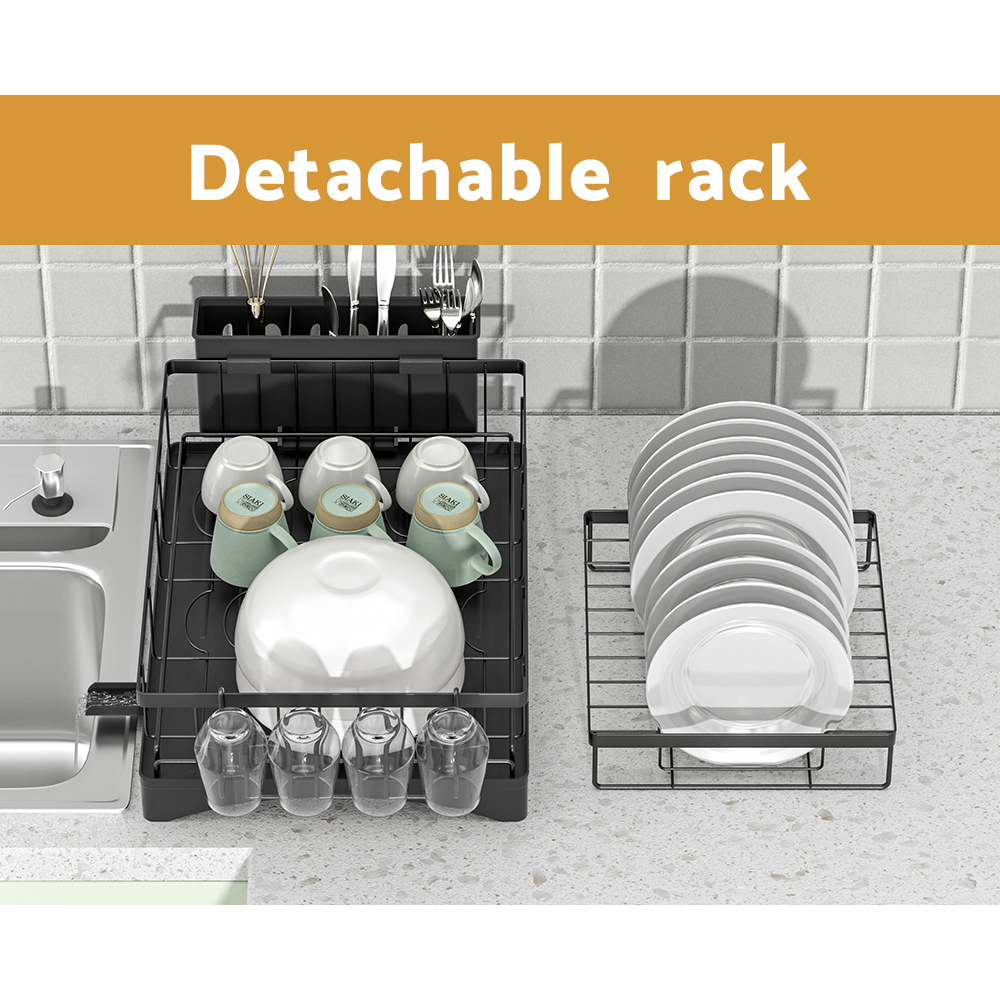 DR-D-03-BK-96820-04 Cefito Dish Rack Expandable Drying Drainer Cutlery Holder Tray Kitchen 2 Tiers - Image 5