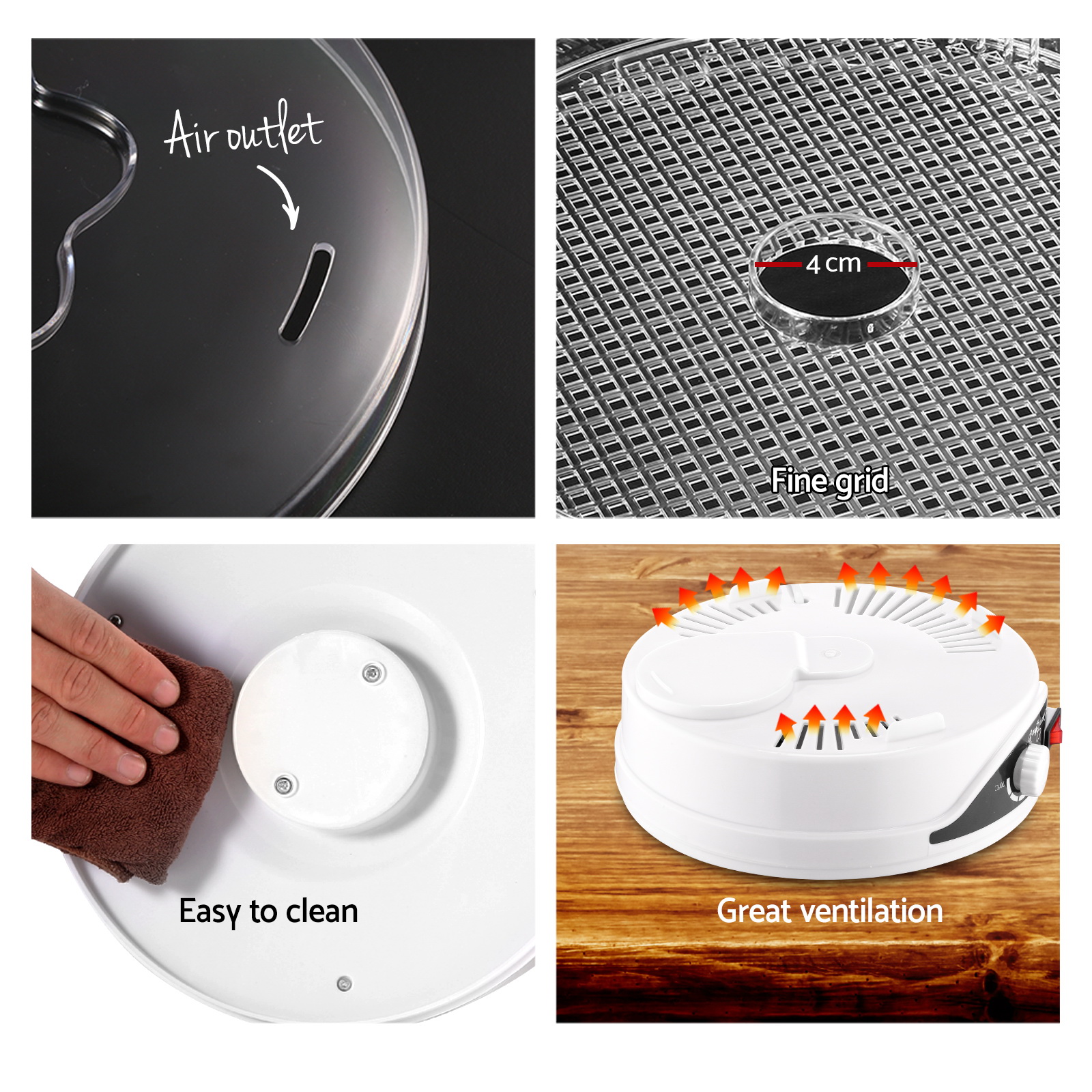 FD-B-1142-5T-WH-139377-05 Devanti 5 Trays Food Dehydrator Fruit Dehydrators Pet Beef Jerky Dryer White - Image 6