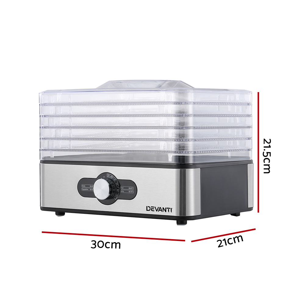 FD-E-221C-5T-SS-91806-01 Devanti 5 Trays Food Dehydrator Stainless Steel Tray - Image 2