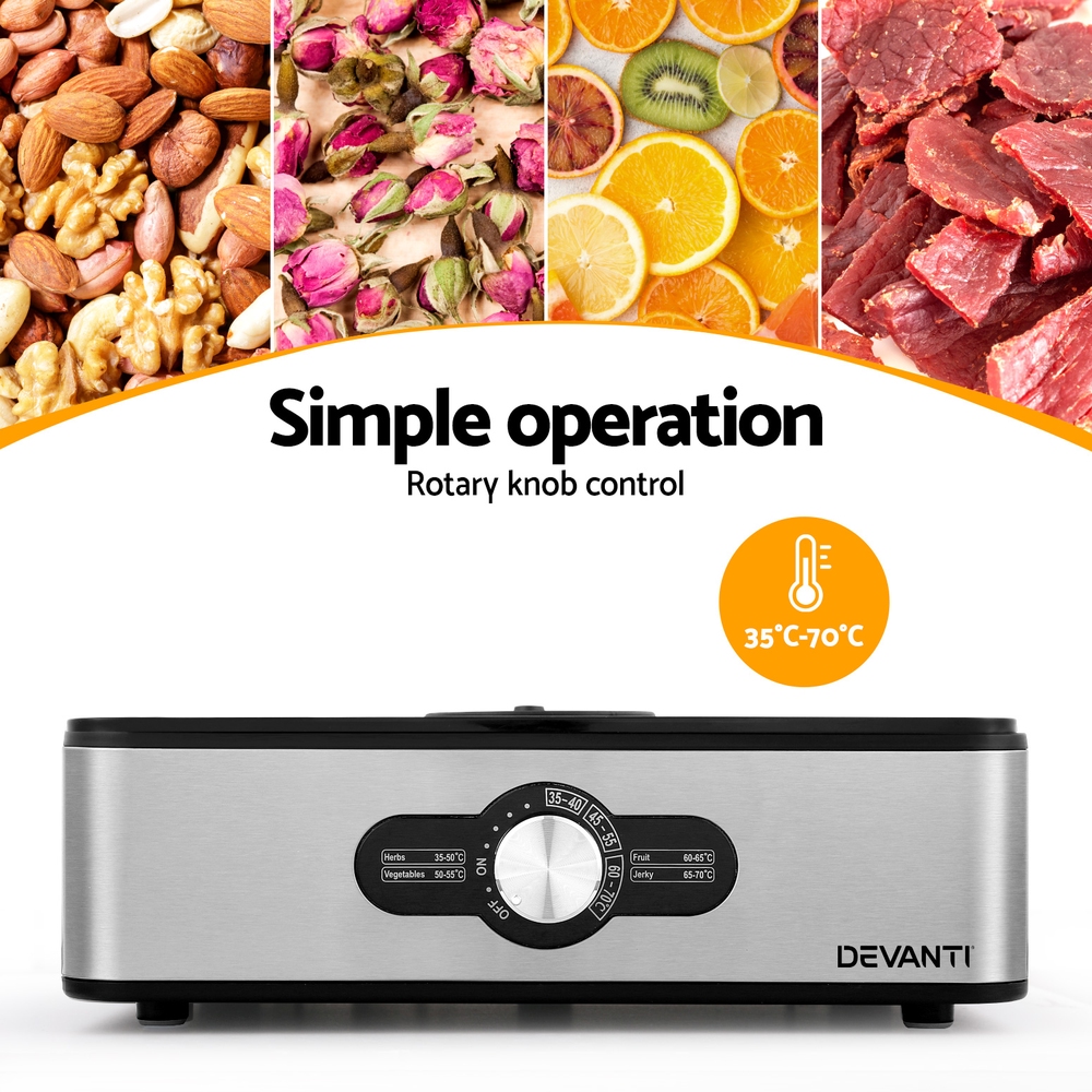 FD-E-221C-5T-SS-91806-05 Devanti 5 Trays Food Dehydrator Stainless Steel Tray - Image 5