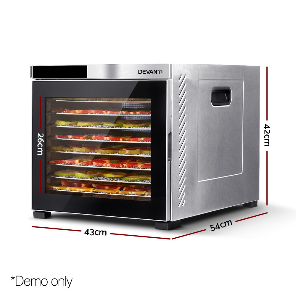 FD-E-310-SS-14860-01 Devanti 10 Trays Food Dehydrator Stainless Steel Tray - Image 2