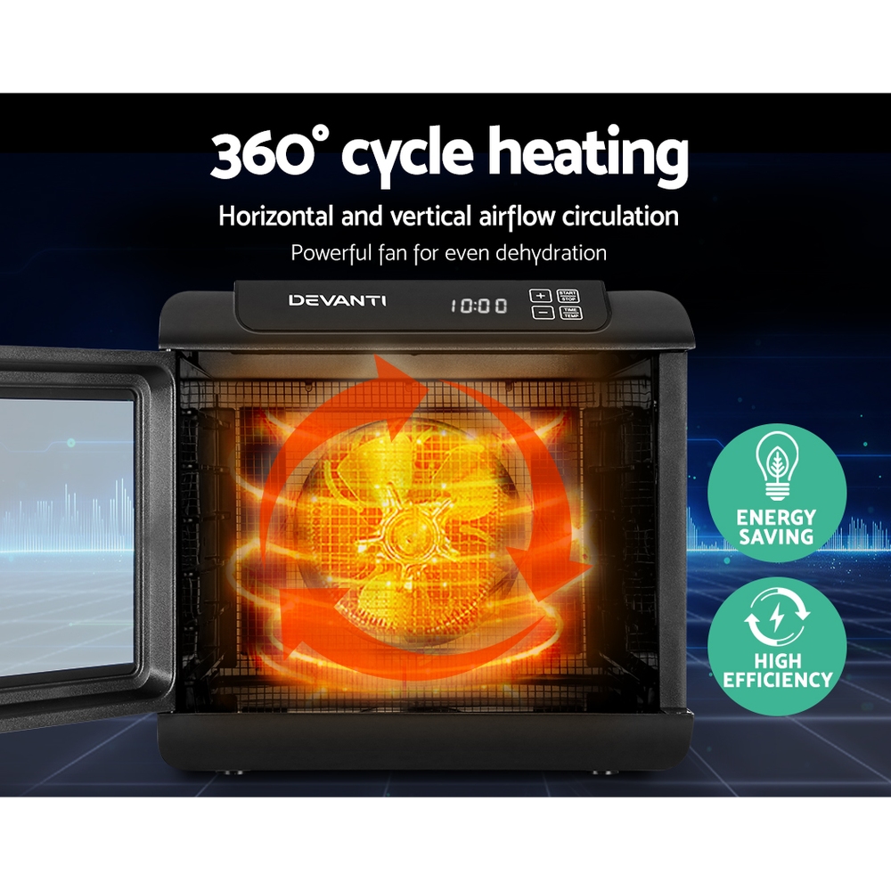 FD-E-363-ST-BK-17256-03 Devanti 6 Trays Food Dehydrator Stainless Steel Tray - Image 4