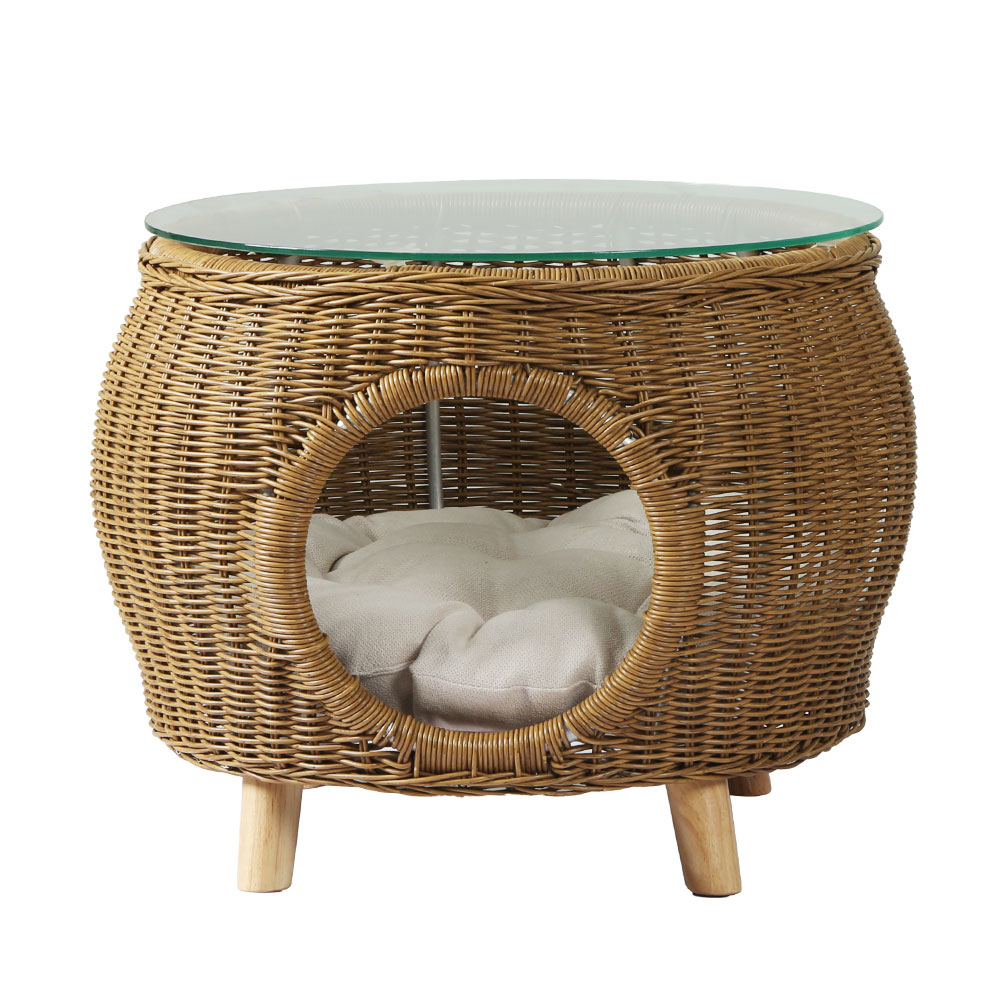 FF-COFFEE-TB-YE-02 Gardeon Coffee Side Table Wicker Aluminium Desk Pet Bed Storage Outdoor Furniture - Image 3
