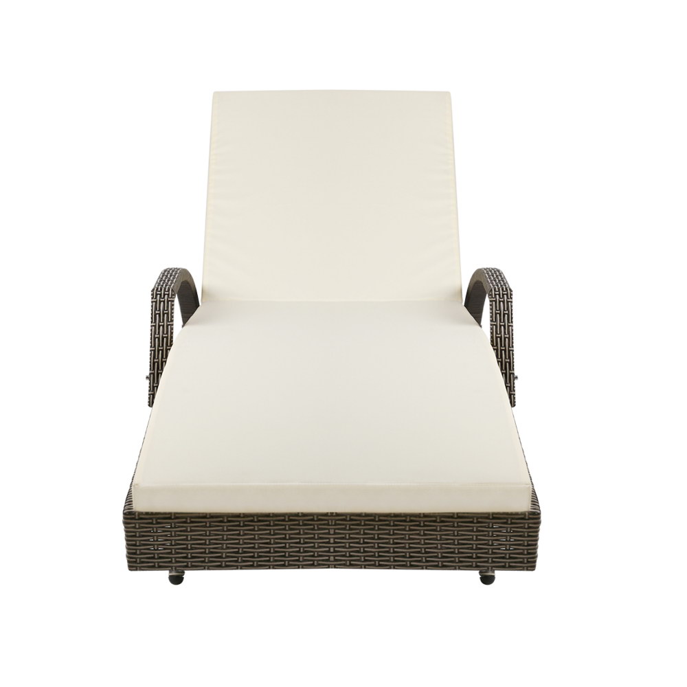 FF-LOUNGE-ARM-GE-202502281638-02 Gardeon Sun Lounge Wicker Lounger Outdoor Furniture Beach Chair Patio Adjustable Cushion Grey&Beige - Image 3