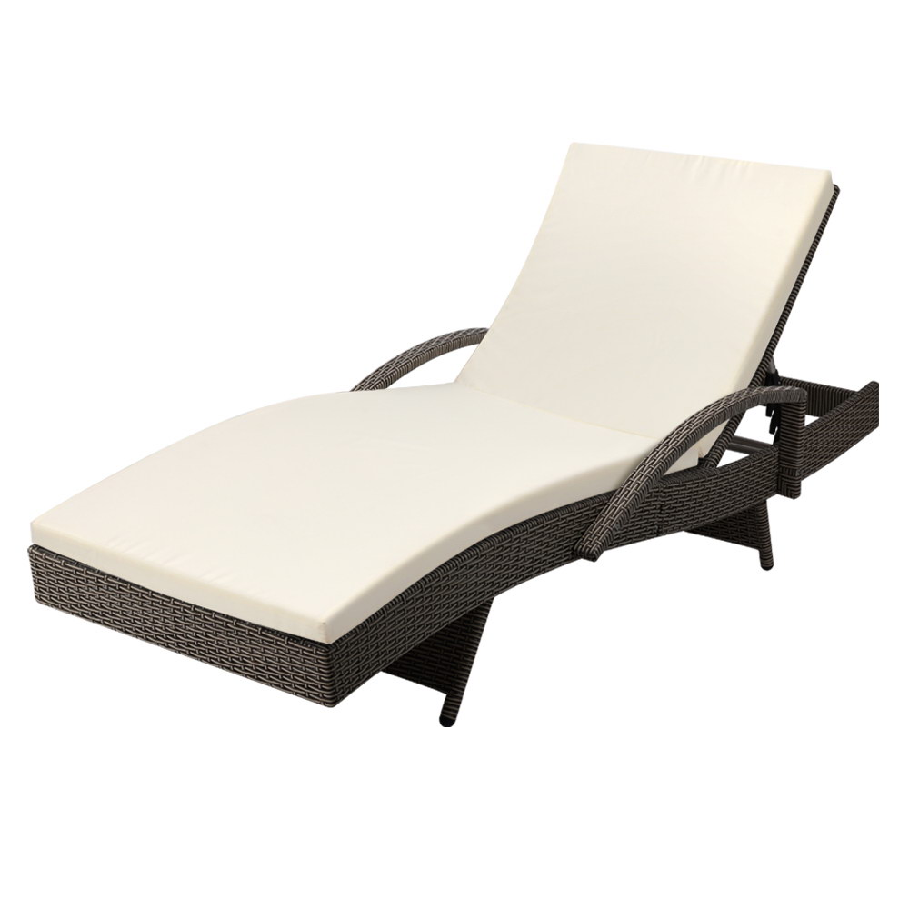 FF-LOUNGE-ARM-GE-202502281638-07 Gardeon Sun Lounge Wicker Lounger Outdoor Furniture Beach Chair Patio Adjustable Cushion Grey&Beige - Image 8