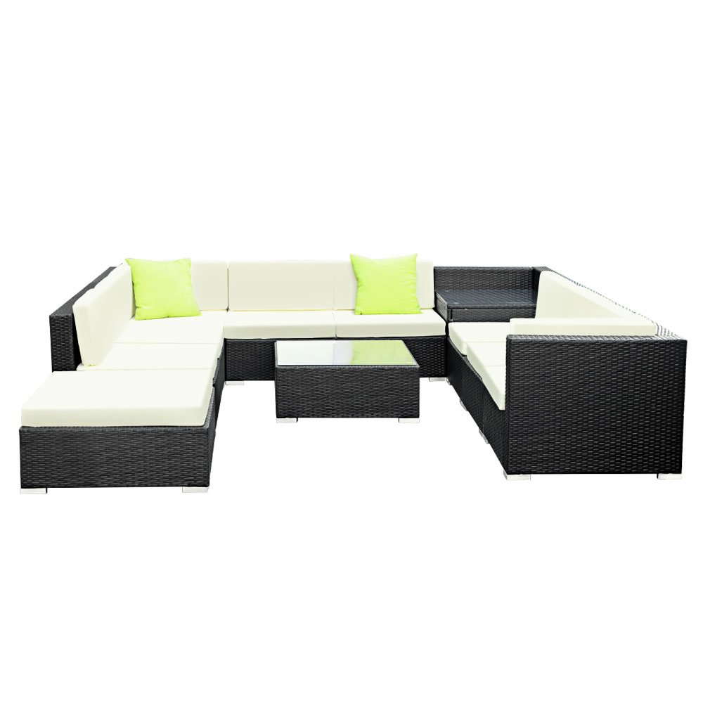 FF-SOFA-BK-11PC-ABCCD-02 Gardeon 11PC Sofa Set with Storage Cover Outdoor Furniture Wicker - Image 3