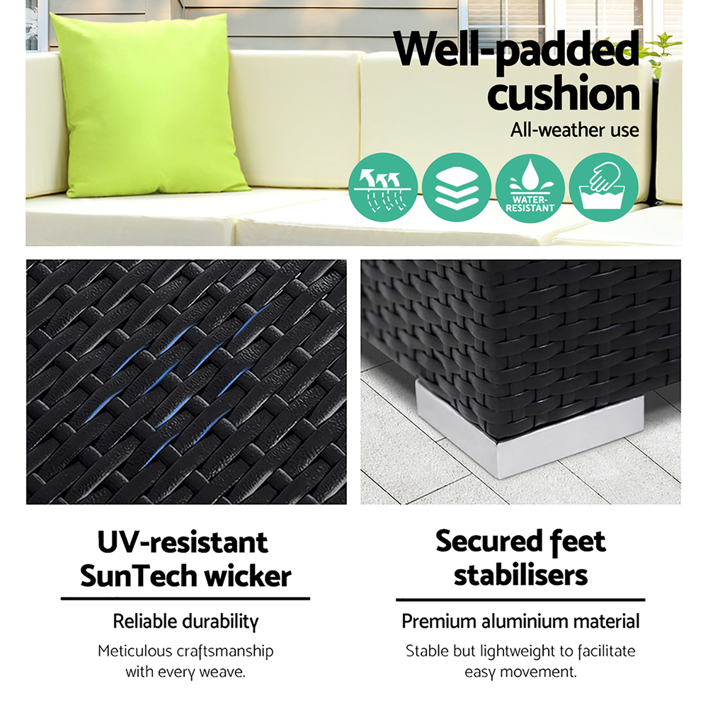 FF-SOFA-BK-11PC-ABCCD-03 Gardeon 11PC Sofa Set with Storage Cover Outdoor Furniture Wicker - Image 4