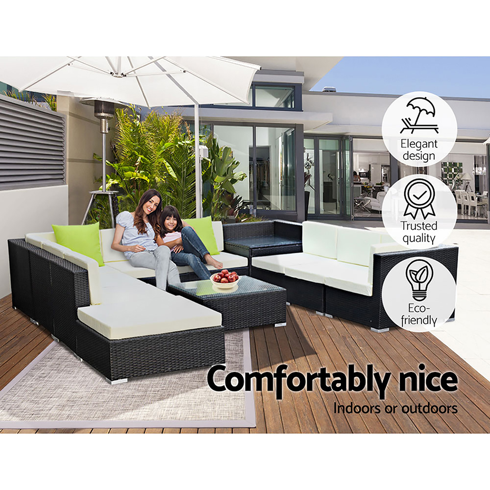 FF-SOFA-BK-11PC-ABCCD-04 Gardeon 11PC Sofa Set with Storage Cover Outdoor Furniture Wicker - Image 5