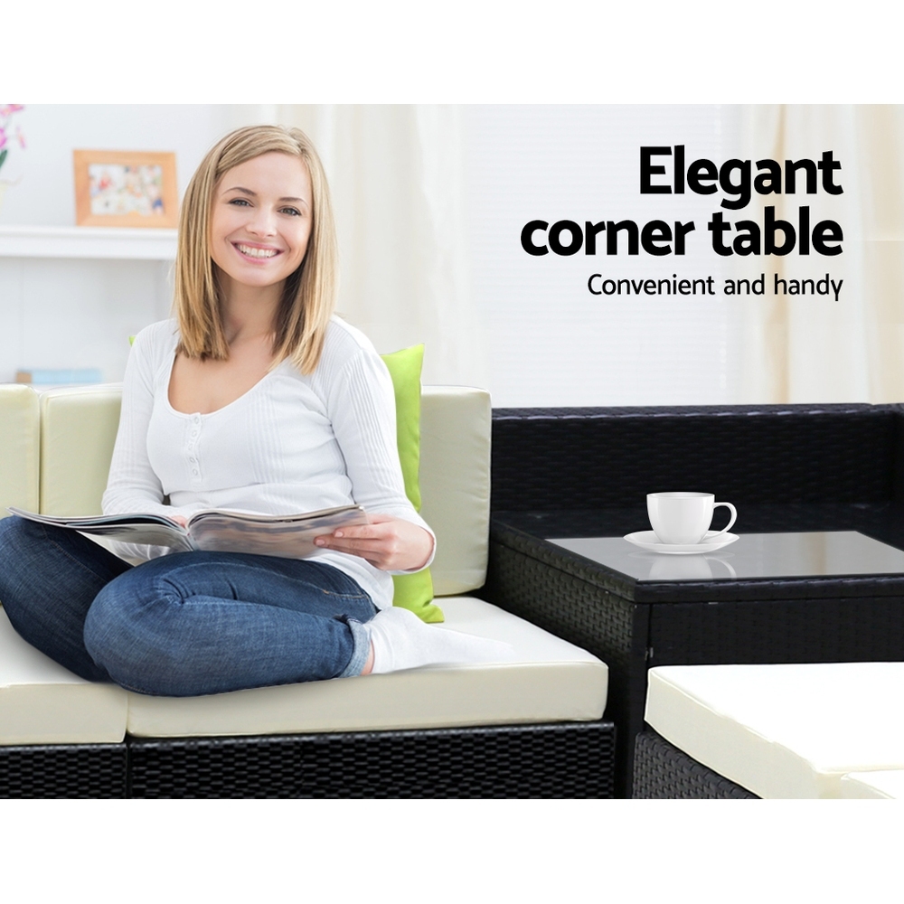 FF-SOFA-BK-11PC-ABCCD-05 Gardeon 11PC Sofa Set with Storage Cover Outdoor Furniture Wicker - Image 6