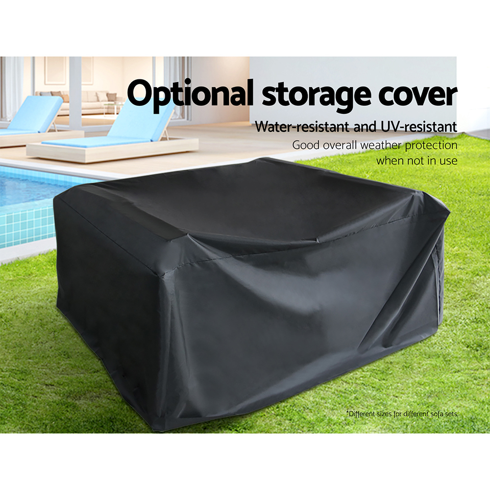 FF-SOFA-BK-11PC-ABCCD-06 Gardeon 11PC Sofa Set with Storage Cover Outdoor Furniture Wicker - Image 7