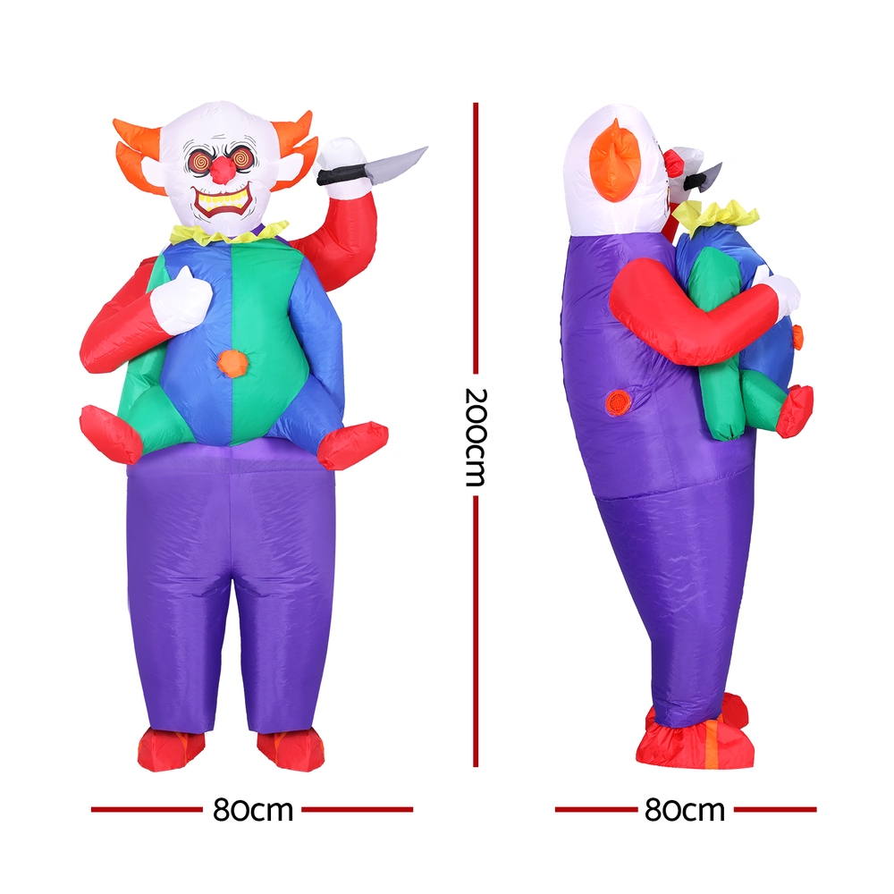 HALO-INF-CLOWN-173379-01 Inflatable Clown Costume Adult Suit Blow Up Party Fancy Dress Halloween Cosplay - Image 2