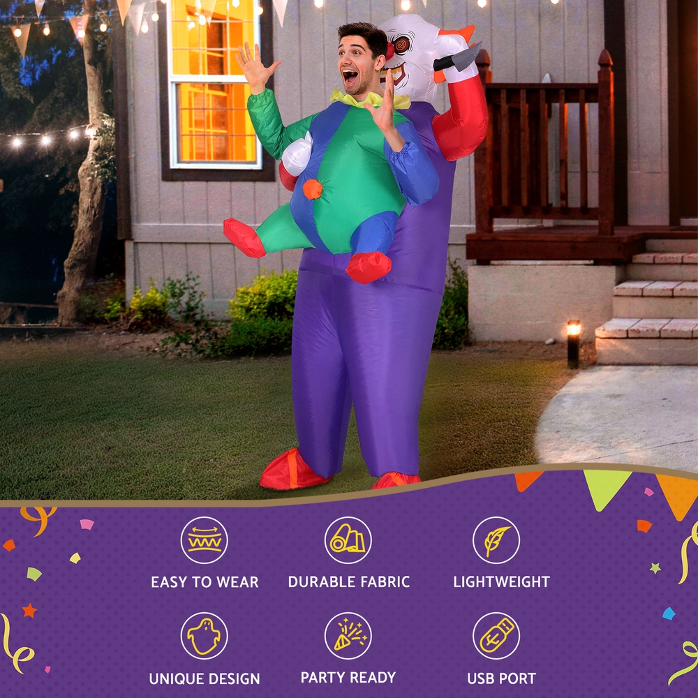 HALO-INF-CLOWN-173379-03 Inflatable Clown Costume Adult Suit Blow Up Party Fancy Dress Halloween Cosplay - Image 4