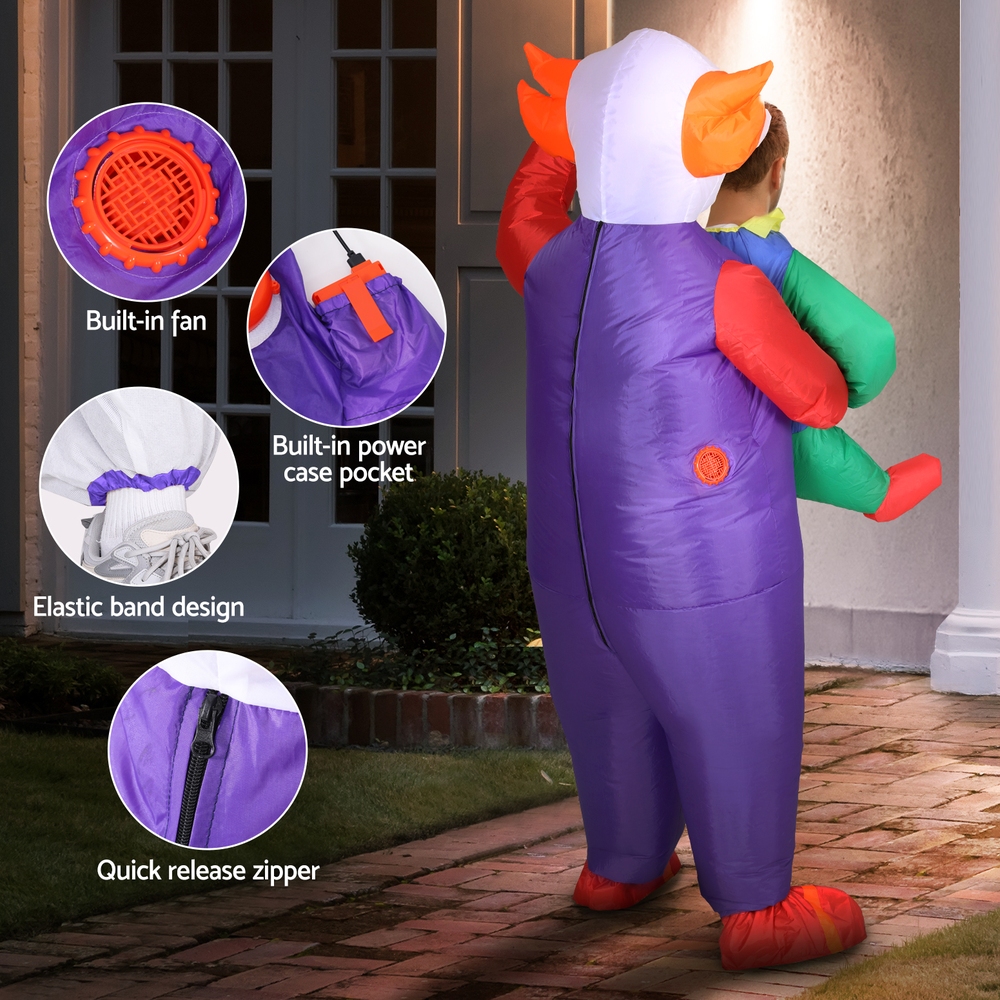HALO-INF-CLOWN-173379-04 Inflatable Clown Costume Adult Suit Blow Up Party Fancy Dress Halloween Cosplay - Image 5