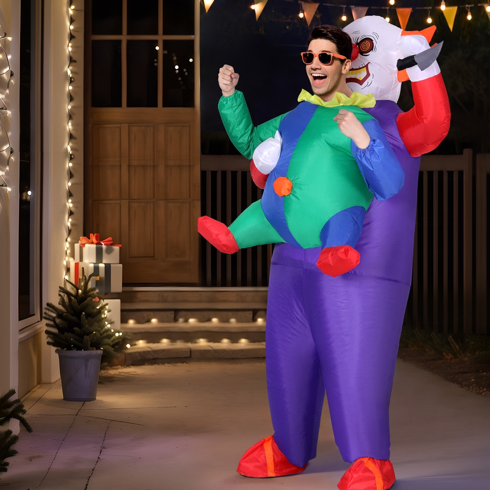 HALO-INF-CLOWN-173379-06 Inflatable Clown Costume Adult Suit Blow Up Party Fancy Dress Halloween Cosplay - Image 7