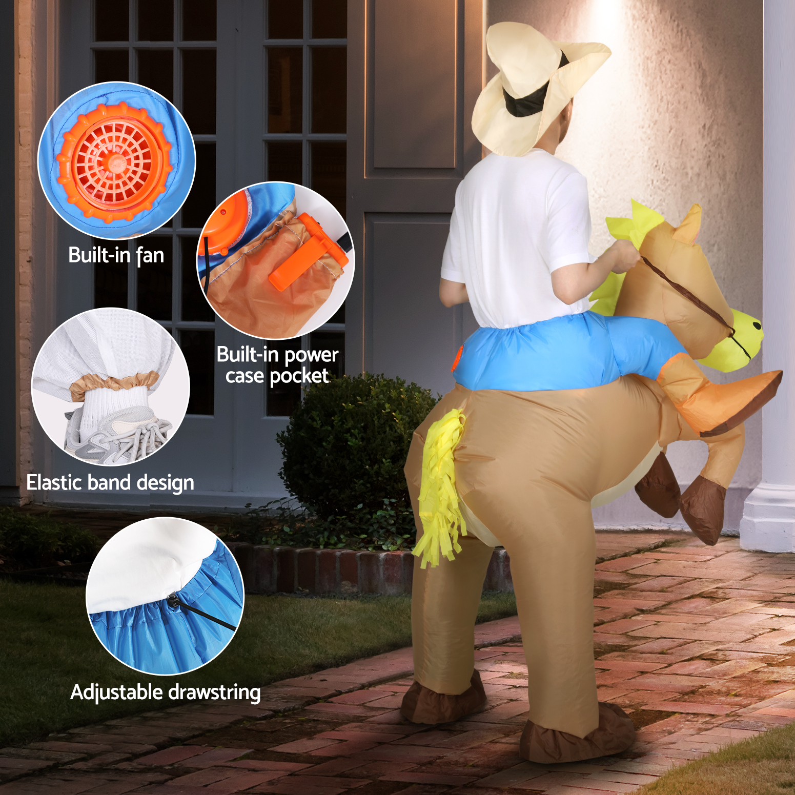 HALO-INF-HORSE-173381-04 Inflatable Cowboy Costume Adult Suit Blow Up Party Fancy Dress Halloween Cosplay - Image 5