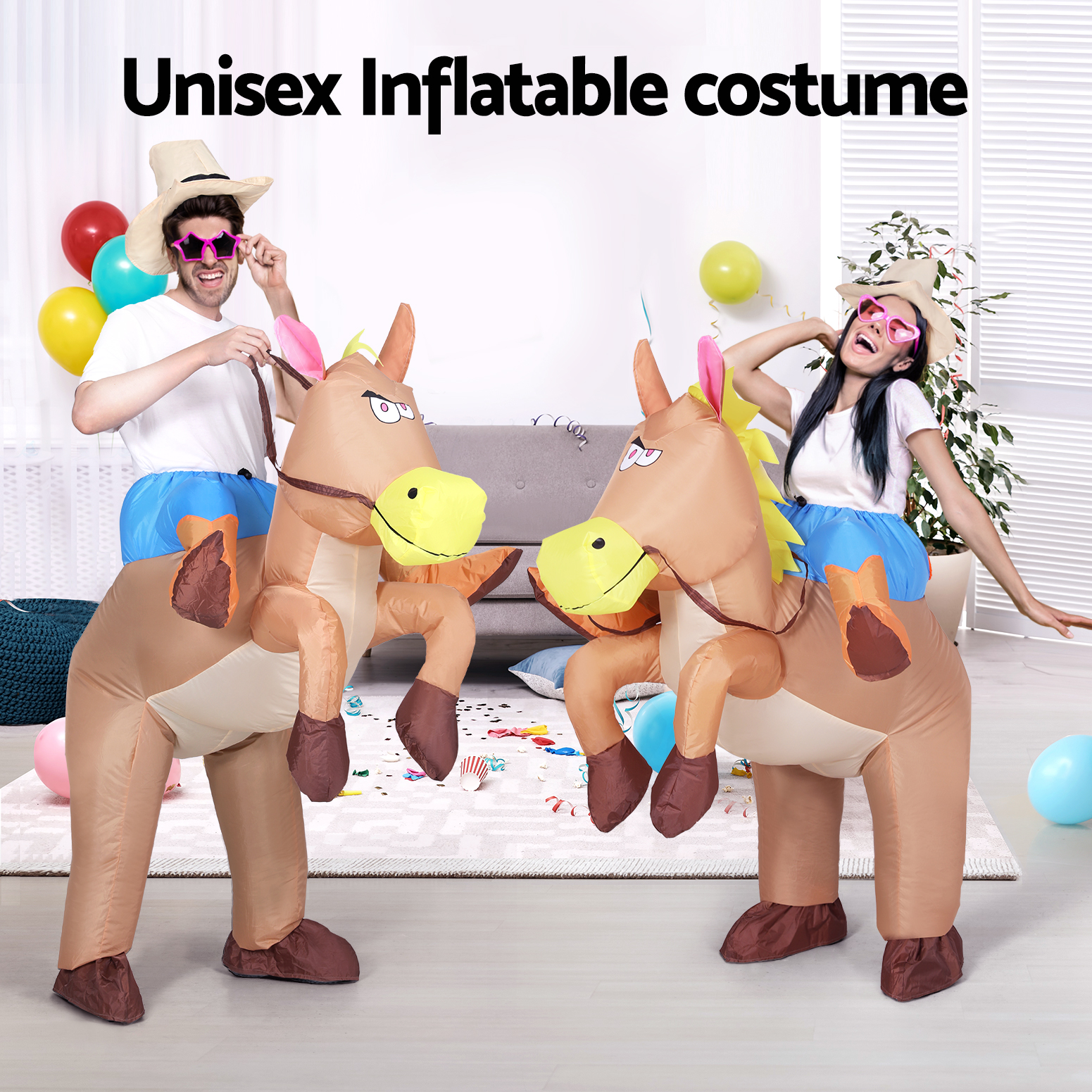 HALO-INF-HORSE-173381-05 Inflatable Cowboy Costume Adult Suit Blow Up Party Fancy Dress Halloween Cosplay - Image 6