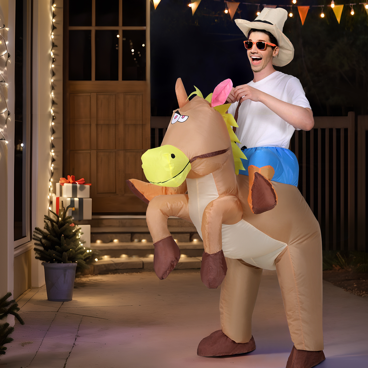 HALO-INF-HORSE-173381-06 Inflatable Cowboy Costume Adult Suit Blow Up Party Fancy Dress Halloween Cosplay - Image 7