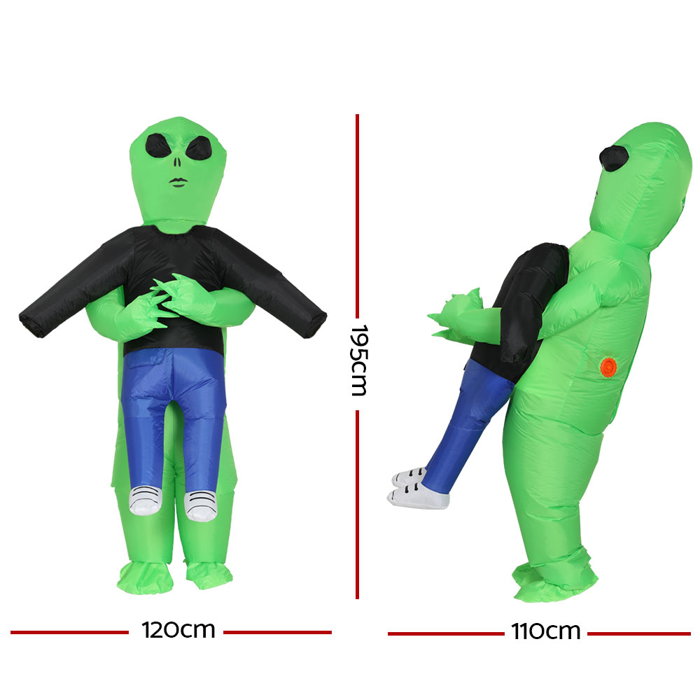 HALO-INF-SCA-8FT-87387-01 Inflatable Green Alien Costume Adult Suit Blow Up Party Fancy Dress Halloween Cosplay - Image 2