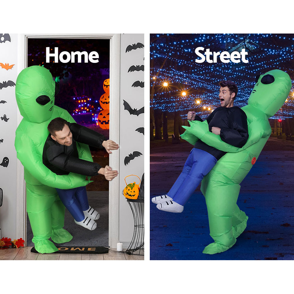 HALO-INF-SCA-8FT-87387-05 Inflatable Green Alien Costume Adult Suit Blow Up Party Fancy Dress Halloween Cosplay - Image 6