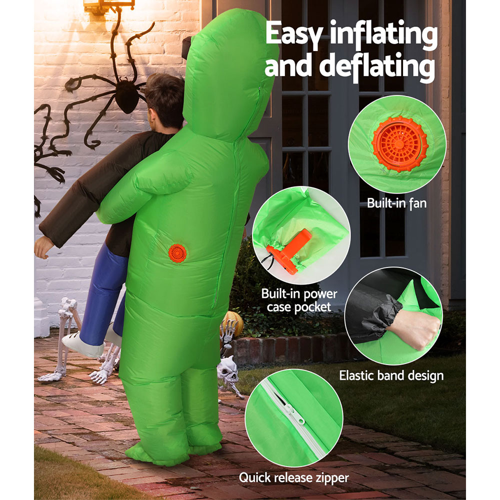 HALO-INF-SCA-8FT-87387-06 Inflatable Green Alien Costume Adult Suit Blow Up Party Fancy Dress Halloween Cosplay - Image 7
