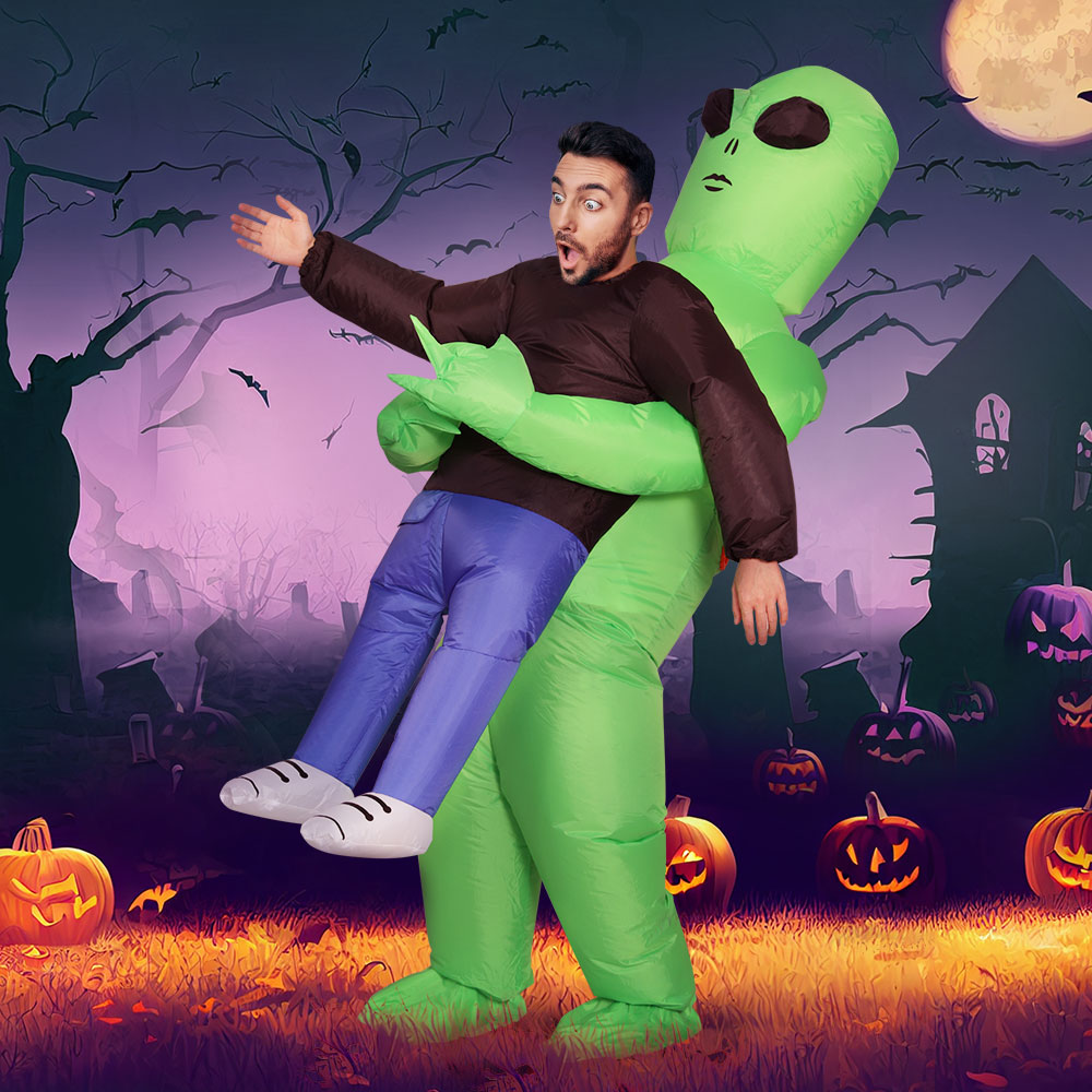 HALO-INF-SCA-8FT-87387-07 Inflatable Green Alien Costume Adult Suit Blow Up Party Fancy Dress Halloween Cosplay - Image 8