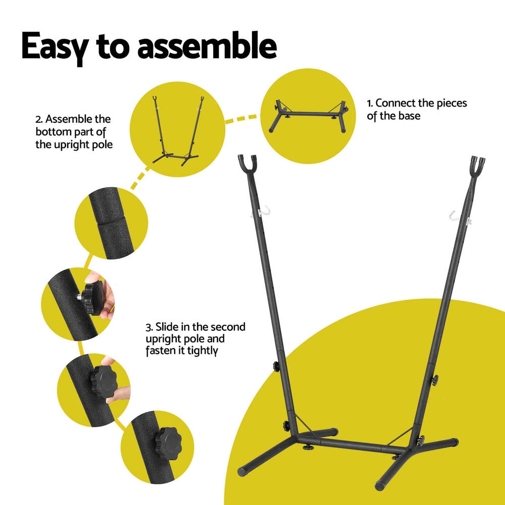 HM-CHAIR-STAND-H-183601-05 Gardeon Hammock Chair Stand Metal Frame Black - Image 6