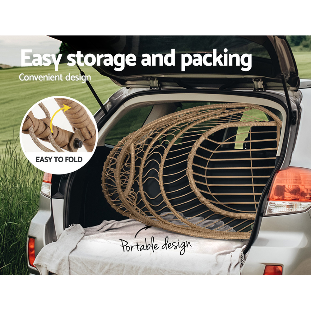 HM-EGG-ROPE-XD-YE-202502281546-05 Gardeon Outdoor Egg Swing Chair Wicker Rope Furniture Pod Stand Foldable Yellow - Image 6