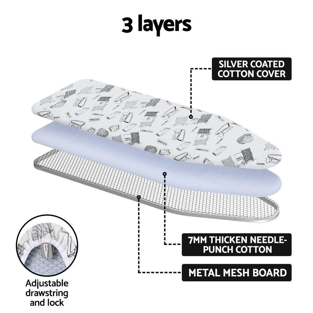 IRB-WM-100-GY-202268-04 Artiss Ironing Board Wall Mounted Foldable White - Image 5