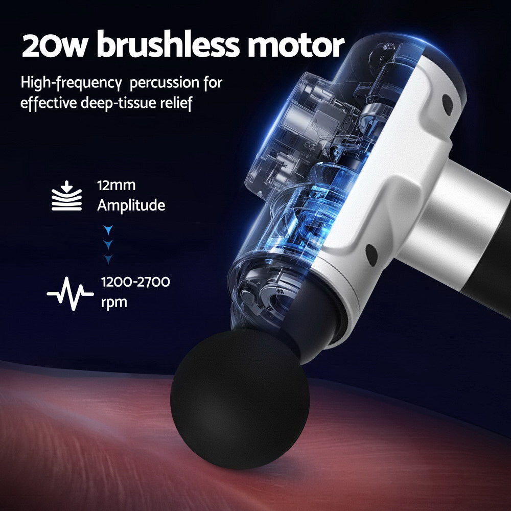 MG-B-2000-4H-SI-202506191526-02 Everfit Massage Gun 30 Speed 6 Heads Vibration Muscle Massager Chargeable Silver - Image 3