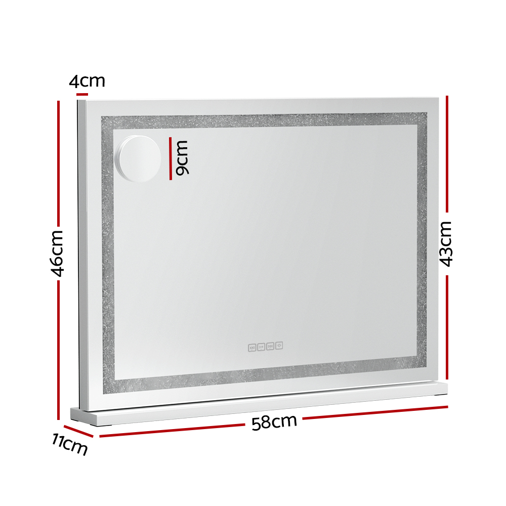 MM-E-FRAMELS-5846LED-GS-BT-139398-01 Embellir Bluetooth Makeup Mirror 58x46cm Hollywood Vanity with LED Light Crystal - Image 2