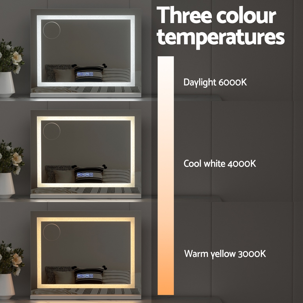 MM-E-FRAMELS-5846LED-GS-BT-139398-05 Embellir Bluetooth Makeup Mirror 58x46cm Hollywood Vanity with LED Light Crystal - Image 5