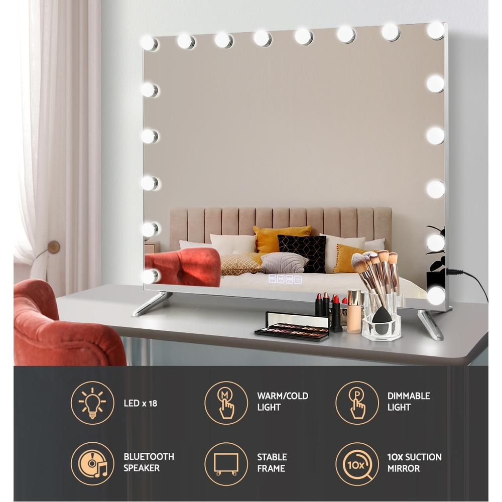 MM-E-FRAMELS-6580LED-GS-BT-53242-03 Embellir Bluetooth Makeup Mirror 80x65cm Hollywood Vanity with LED Light Wall - Image 4