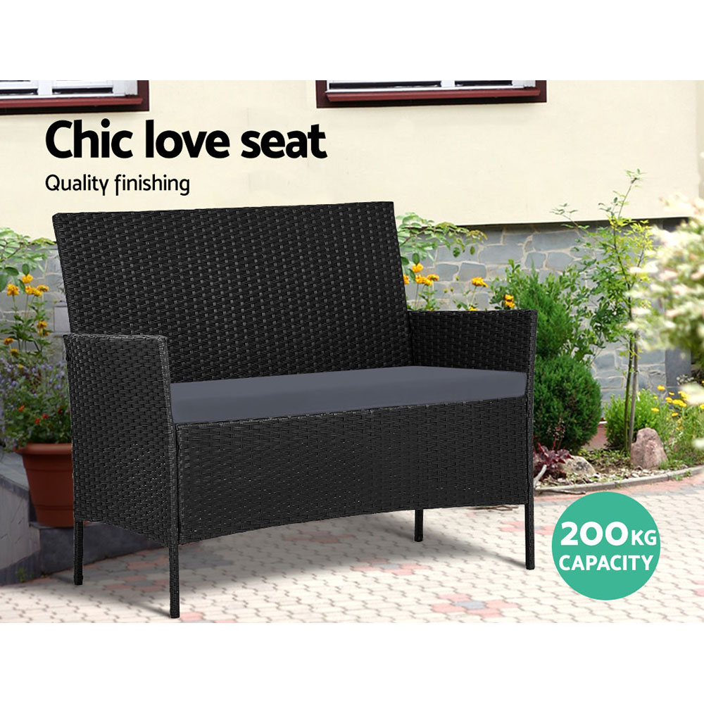 ODF-PATIO-17007-BK-AB-COVER-20641-03 Gardeon 4 Seater Outdoor Sofa Set with Storage Cover Wicker Table Chair Black - Image 4
