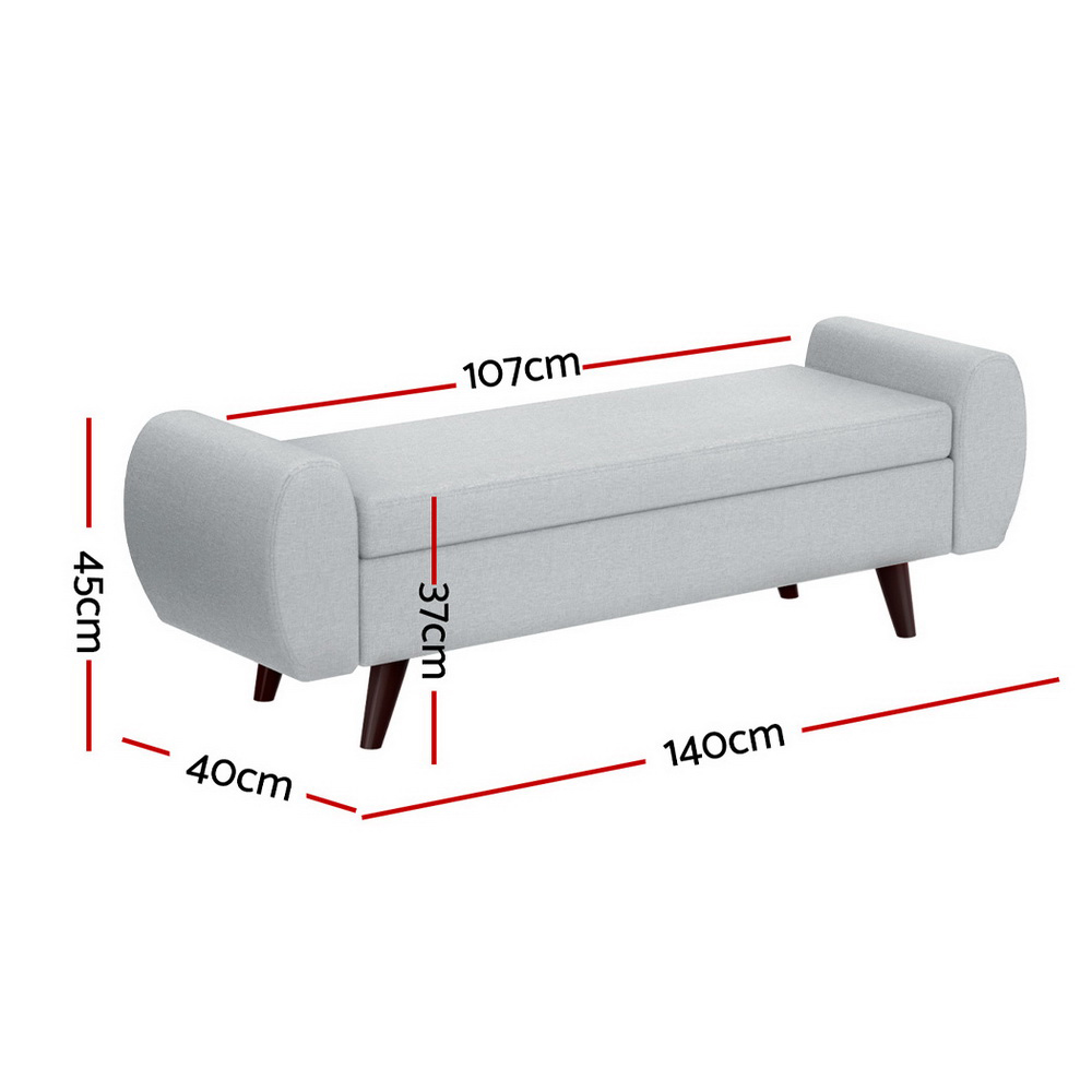 OTM-RTA-07-ARM-GY-AB-190122-01 Artiss Storage Ottoman Blanket Box Armrest 140cm Grey - Image 2