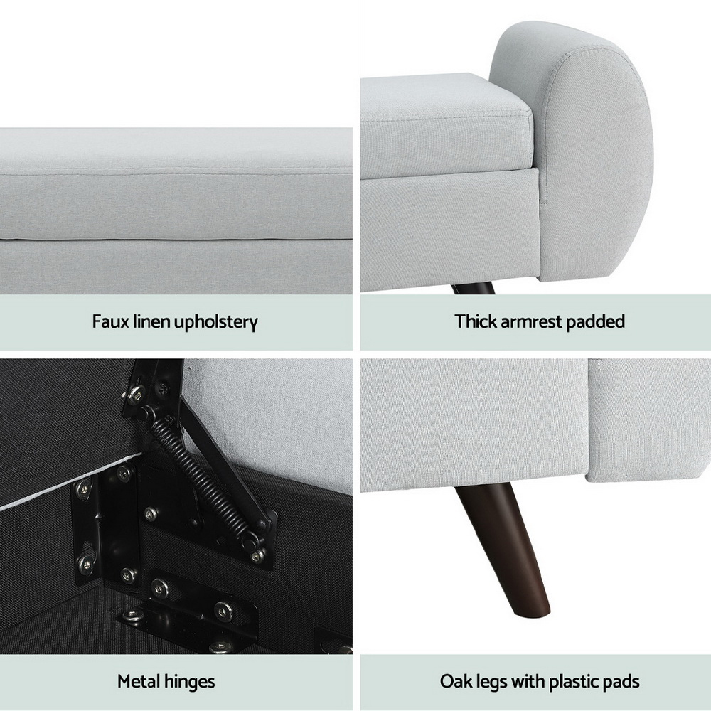 OTM-RTA-07-ARM-GY-AB-190122-05 Artiss Storage Ottoman Blanket Box Armrest 140cm Grey - Image 6