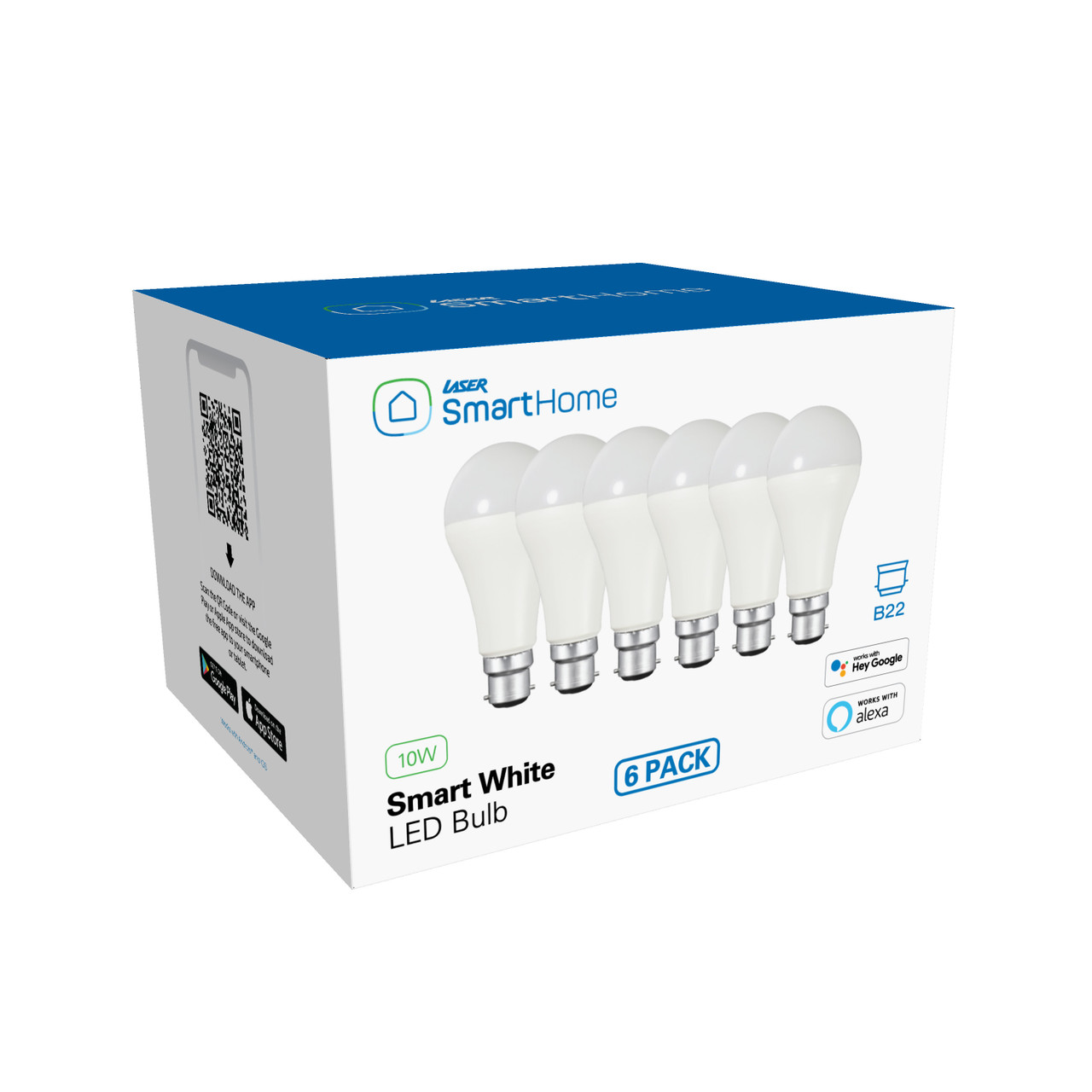 V1031-LSH-B22WW10W6PACK-202507041110-02 Laser Smart White LED Bulb B22 6 Pack – Wi-Fi Control - Image 3