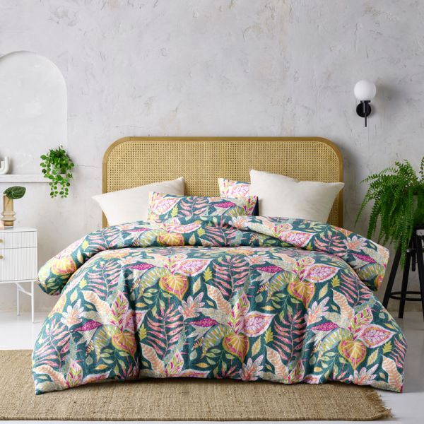 V107-5092334-200569-00 Carmila Linen Cotton Printed Quilt Cover Set by Accessorize Queen - Image 1