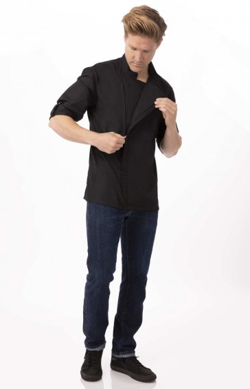 V107-BCLZ008-BLK-XL-217637-01 Hartford Men's Black Zipper XL Chef Jacket by Chef Works - Image 2