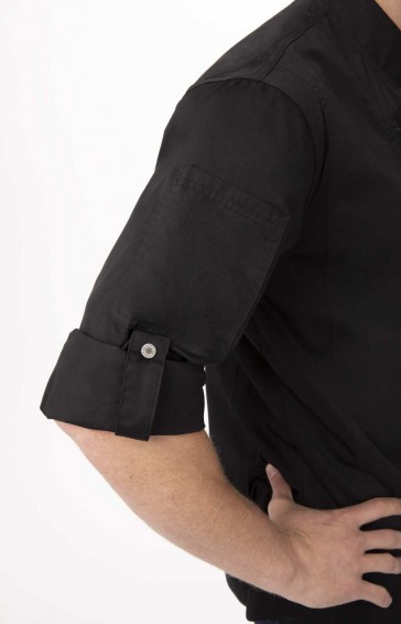 V107-BCLZ008-BLK-XL-217637-04 Hartford Men's Black Zipper XL Chef Jacket by Chef Works - Image 5