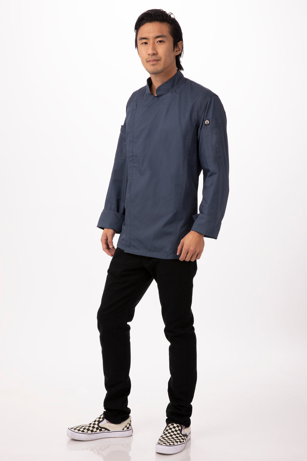 V107-BCLZ008-BLU-3XL-217672-02 Hartford Men's Blue Zipper 3XL Chef Jacket by Chef Works - Image 3