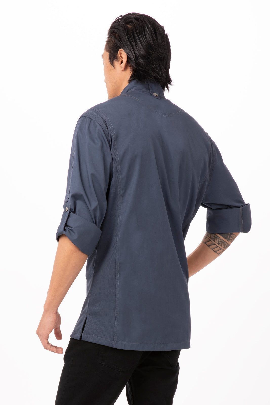 V107-BCLZ008-BLU-M-217660-01 Hartford Men's Blue Zipper M Chef Jacket by Chef Works - Image 2