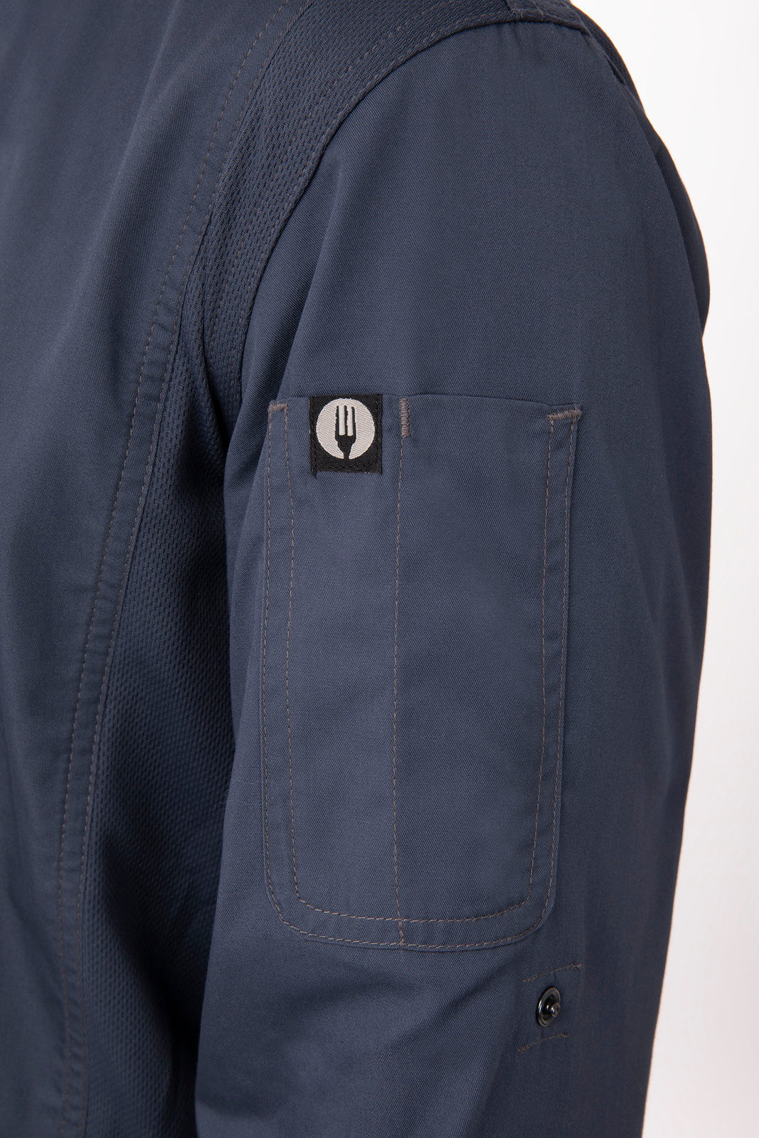 V107-BCLZ008-BLU-S-217657-05 Hartford Men's Blue Zipper S Chef Jacket by Chef Works - Image 6